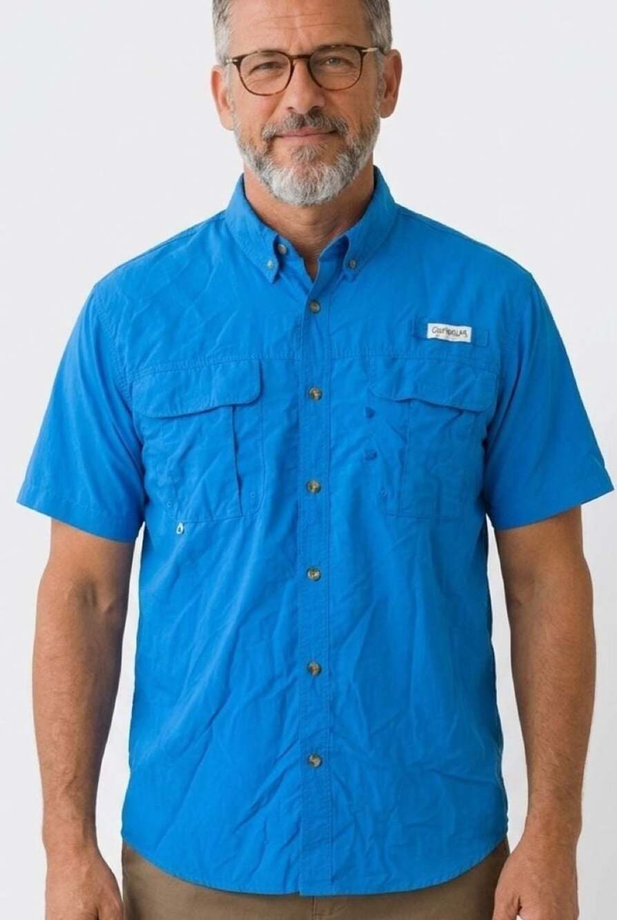 Magellan Outdoors Men's Fish Gear Angler Fit Short Sleeve Button Down Fishing Sh